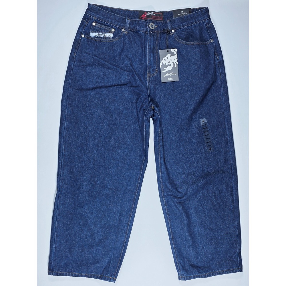 Liquid Venom 90s Baggy Fit Slacker Jeans Mens 38x30 Indigo Blue Wide Leg Skater